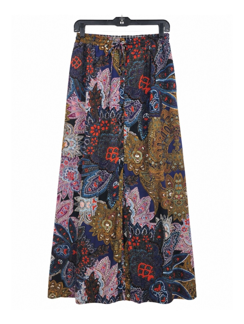 Anthropologie Vanessa Virginia Paisley Maxi Skirt Boho Button Front Slit Medium - Picture 2 of 16